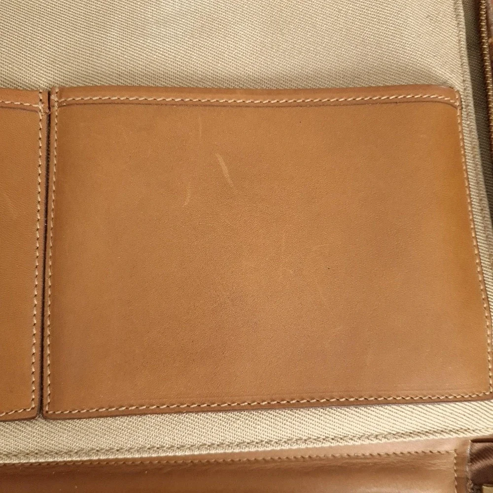 Ghurka Attache Bag No 24 Beige Soft Case Twill Leather Briefcase Bag USA 10x15